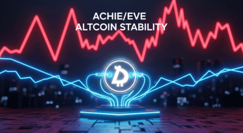 Dogecoin cryptocurrency stablecoin and digital assets trading concept with stock market graphs in the background.